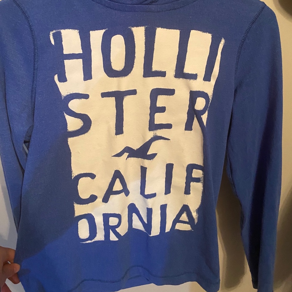 Hollister California Small Blue and White Hoodie